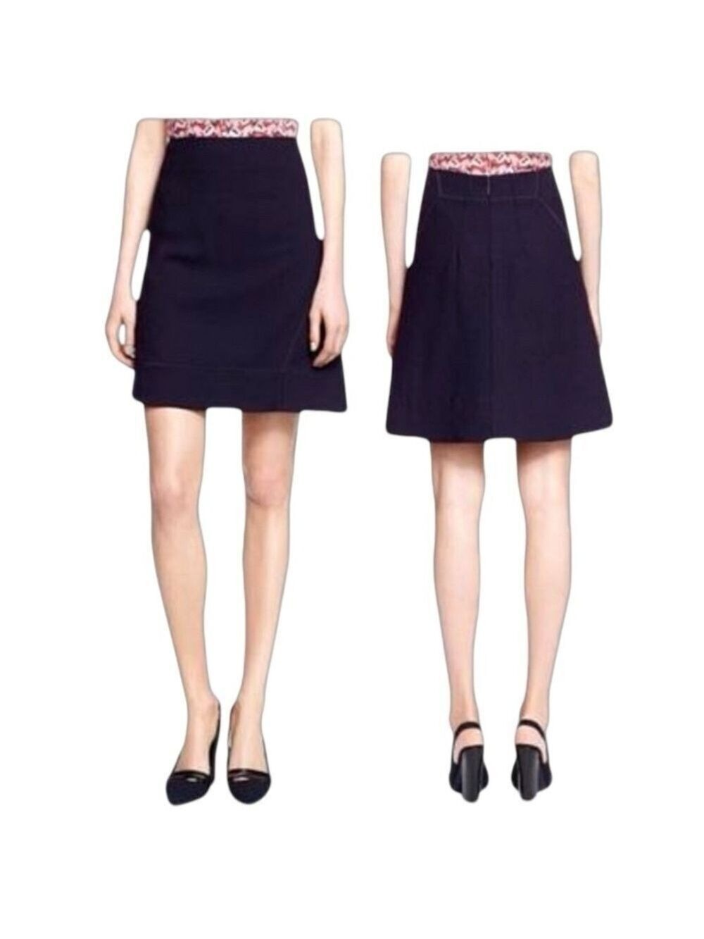 Tory Burch Women's Navy Thea A-line Wool Skirt NWT Size 14